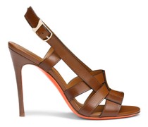 Braune Sandalen Beyond für Damen aus Leder mit hohem Absatz