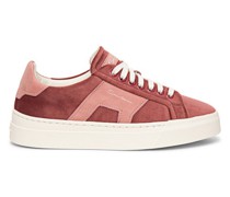 Women’s pink velvet and nubuck double buckle sneaker