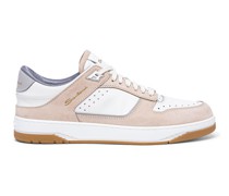 Weiß-beigefarbene Sneak-Air-Sneakers für Herren aus Leder und Nubuk