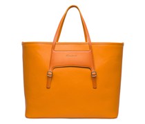 Orangefarbener Shopper aus Leder