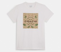 Signature-T-Shirt mit Blumen-Print und Knoten