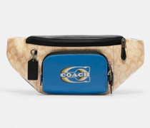 Track Belt Bag In Colorblock Signature Canvas With Stamp