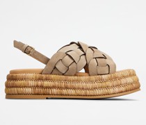 Platform-Sandalen aus Veloursleder