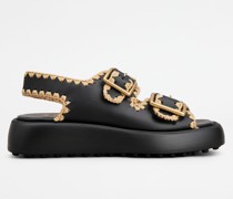 Sandalen mit Doppelriemen aus Leder