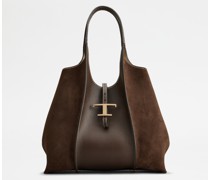 Shopping Bag T Timeless aus Glatt- und Veloursleder Medium