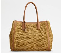 Shoppingtasche aus Bast und Leder Medium