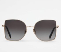 Sonnenbrille mit Bügeln aus Leder