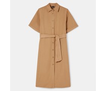 Midi-blusenkleid Baumwolle Und Leinen Frau, Naturlich|Midi-blusenkleid Baumwolle Und Leinen Frau, Deserto