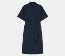 Midi-blusenkleid aus Popeline Frau, Navy|Midi-blusenkleid aus Popeline Frau, Rostorange