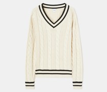 Pullover mit V-ausschnitt Und Webung Mann, Naturlich