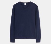 Pullover mit V-ausschnitt aus Kaschmir Mann, Navy|Pullover mit V-ausschnitt aus Kaschmir Mann, Militar