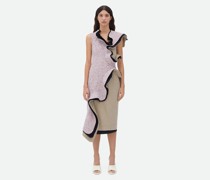 Kleid Aus Texturierter Terrazzobaumwolle Mit Rüschen