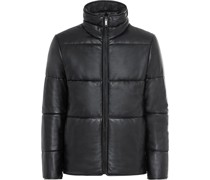 Padded Leather Jacket - jet black 48
