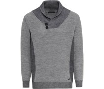 Shawl Collar Sweater - asphalt grey/bright white M