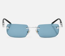 Rechteckige Sonnenbrille Mit Silberfarbener Metallfassung