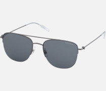 Rechteckige Sonnenbrille Mit Fassung Aus Schwarzem Metall