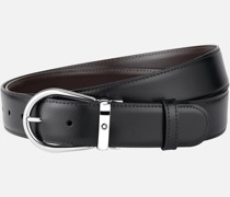 Gürtel Aus Wendbarem Leder In Schwarz/braun Mit Hufeisenförmiger Schließe