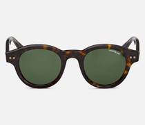 Runde Sonnenbrille Mit Havannafarbener Kunststofffassung