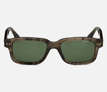 Rechteckige Sonnenbrille Mit Havannafarbener Kunststofffassung