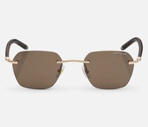 Eckige Sonnenbrille Mit Goldfarbener Metallfassung