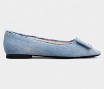 Ballerinas Gommetine Fringed aus Denim mit bezogener Schnalle