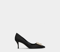 Pumps mit Flower Strass Schnalle aus Satin