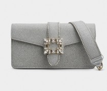 Clutch Miss Vivier aus Glitter-Stoff mit Strass-Schnalle
