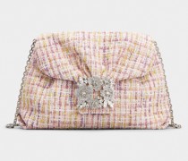 Tasche Mini Drapé aus Stoff mit Bouquet-Strass-Schnalle