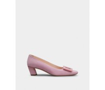 Pumps Belle Vivier mit Stone Schnalle aus Veloursleder