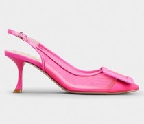 Pumps Slingback Viv' In The City Net aus Stoff mit bezogener Schnalle
