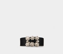 Armband mit Flower Strass Schnalle aus Leder