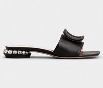 Mules Strass Heel aus Nappaleder mit bezogener Schnalle