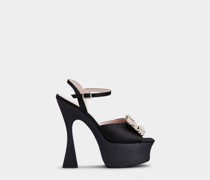 Sandalen Platform aus Satin mit Flower-Strass-Schnalle