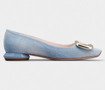 Ballerinas Viv' Choc aus Denim mit Metallschnalle