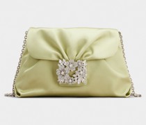 Mini-Tasche Drapé mit RV Bouquet Strass-Schnalle aus Satin