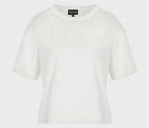 T-Shirt aus Interlock-Baumwolle mit Stickerei