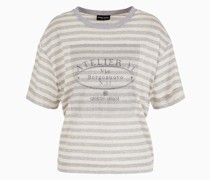 Atelier 11 T-shirt Aus Baumwoll- und Leinenjersey mit Streifen
