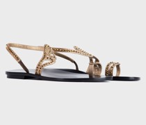 Flache Sandalen aus Satin mit Strass