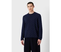 Pullover mit Rundhalsausschnitt Aus Kaschmir, Wolle und Seiden-jacquard
