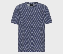 T-Shirt aus Stretch-Jersey mit Fischgrat-Print