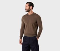 Pullover mit Rundhalsausschnitt Aus Schurwolle