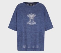 Besticktes Oversize-T-Shirt aus Baumwolle, Denim Collection