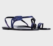 Flache Sandalen aus Satin mit Strass