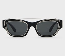 Unregelmäßig Geformte Sonnenbrille mit Clip Für Damen