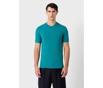 Icon T-Shirt mit V-Ausschnitt aus Viskosejersey mit Stretchanteil