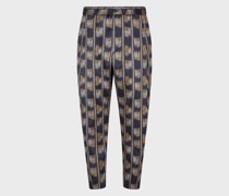 Hose mit einer Bundfalte aus Chiné-Jacquard-Stoff