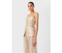 Langes, besticktes Bustier-Top