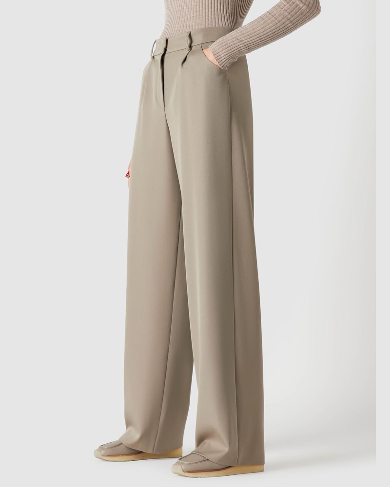 Giorgio Armani Damen Armani Sustainability Values Hose mit Bundfalte aus umweltfreundlicher Grain-De-Poudre-Wolle