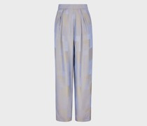 Gerade geschnittene Hose aus Jacquard-Stoff mit Karomuster