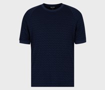 T-Shirt aus Jacquard-Stoff, gefertigt aus elastischer Viskose- und Kaschmir